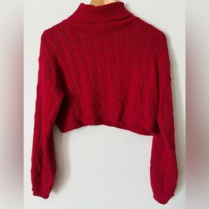 Ambiance Red Cowl Neck Sweater